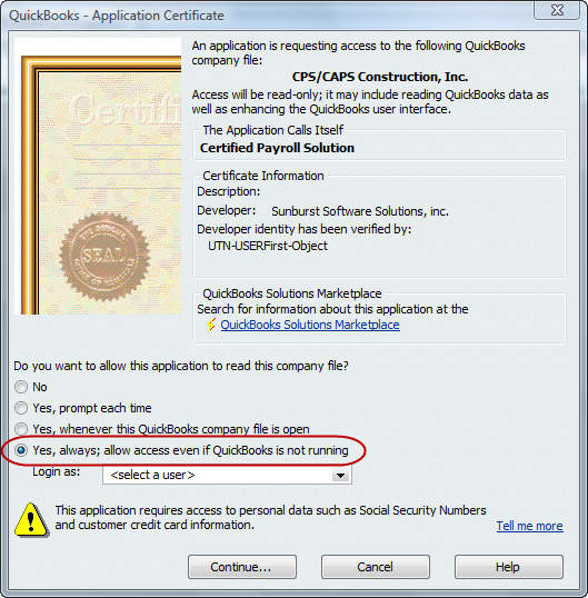 QuickBooks Integrated Application Permissions