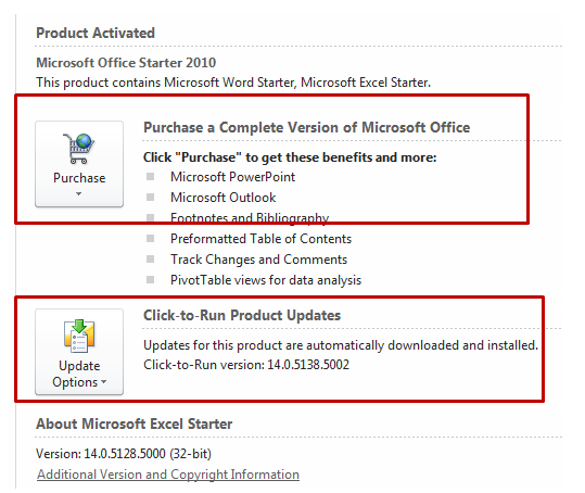 Click-to-Run or Starter Editon of Microsoft Office